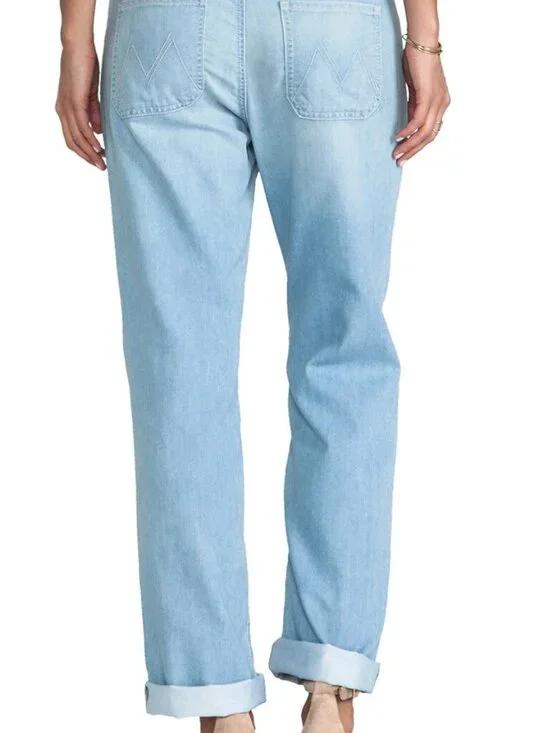 MOTHER The Lazy Daisy Drawstring High Rise Jeans- Straight Leg- Light Wash- 27 - Picture 5 of 14